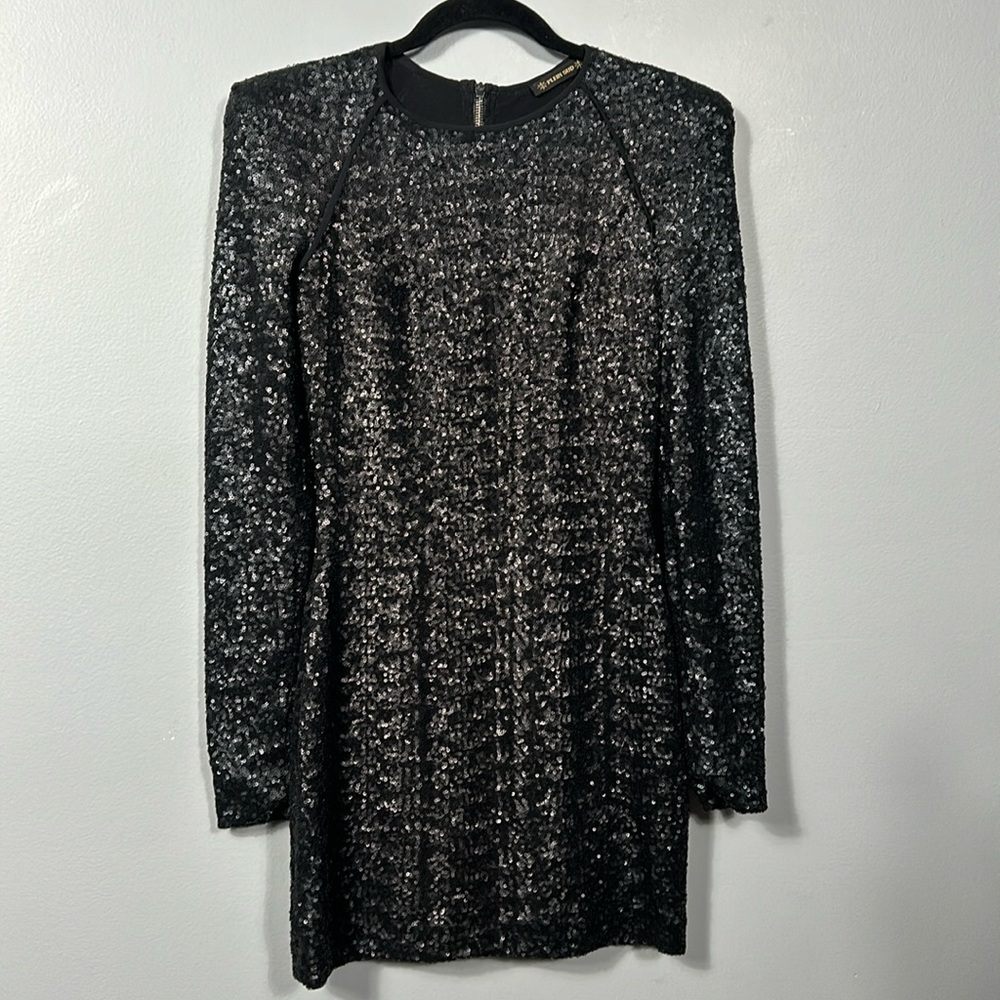 Plein Sud Black Long Sleeve Sequin Mini Dress size FR 38 IT 42 US 8